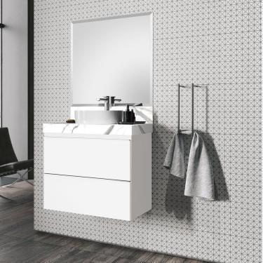 Imagem de Lavatório Em Porcelanato 80Cm Para Cuba De Apoio Blu Lavatórios Calacata