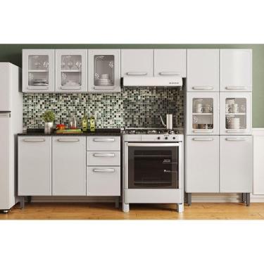 Imagem de Kit De Cozinha Completa 4 Peças Evidence (2 Armários 1 Balcão 1 Paneleiro) C4p55 Branco - Bertolini