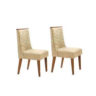 Imagem de Kit 2 Cadeiras Dafne Luxo Imbuia Linho Turim
