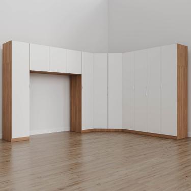 Imagem de Guarda Roupa Modulado Casal De Canto 11 Portas 5 Peças Hera Cabecasa Louro-branco Geada-cromado
