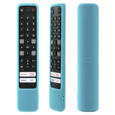Imagem de CHUNGHOP Capa protetora de silicone para controle remoto TCL Voice TV RC901V FMRD/FMR1/FMR8, lavável, à prova de choque e não irrita a pele, antiperda com cordão (brilha no escuro, azul)