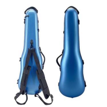 Imagem de WUQIMUSC Estojo Para Violino 4/4, Tamanho Integral, Rígido, Resistente, Fibra De Carbono, Anti-Riscos, Mochila Voo, Higrômetro Integrado, Viagem Leve, 1,54 Kg, Azul