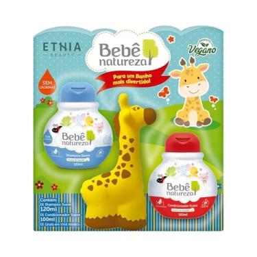 Imagem de Bebê Natureza Kit Girafinha Suave Extrato de Algodão Shampoo 120ml e Condicionador 100ml e Girafa em Vinil Atóxico