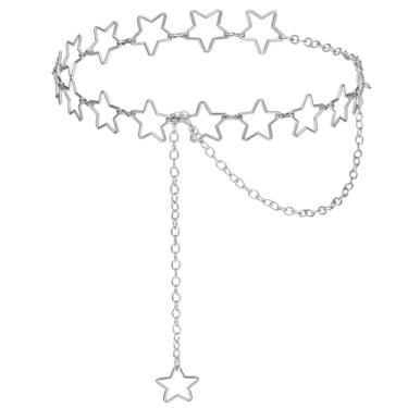 Imagem de ElevateTech Corrente de cintura feminina estrela de metal ajustável plus size corrente corpo bonito acessórios decorativos adequados para uso formal jeans vestidos calças casuais presentes para