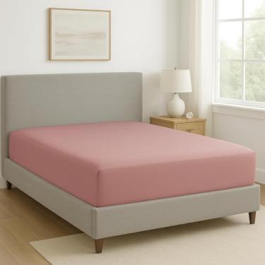 Imagem de Lençol Casal com Elástico 600 Fios Egípcio 100% Algodão – Tecido Premium e Toque Macio (Rosê)