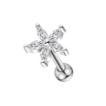 Imagem de FLORA PIERCING MINIBARBELL PRATA 925 FLOR ZIRCÔNIA 1.2X8mm