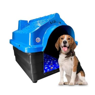 Imagem de Casinha Nº 5 Impermeavel Caes Cachorro Pequeno Medio Mecpet com Colchao (Azul, Nº 05)