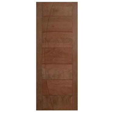 Imagem de Porta de Entrada Maciça BBB com Friso em Arco - Madeira, 2,10 m (altur