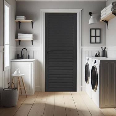 Imagem de Porta de Aluminio Laminada 210x80cm Sólida Preto