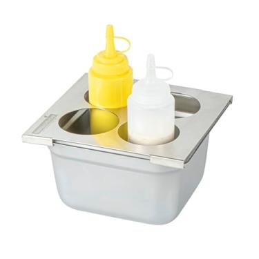 Imagem de Restaurantware Embalagem com 1 suporte de aço inoxidável com 4 furos, 6,3 cm de diâmetro, serve para panelas de alimentos de tamanho 1/6, compatível com lava-louças
