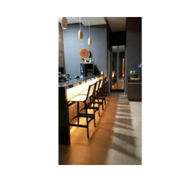 Imagem de Banqueta Alta Com Encosto Aluminio Tela Sling Balcão Piscina - Sarah M