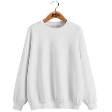 Imagem de Blusa de Frio Moletom Black Beast Gola Redonda Liso Sem Estampa, Branc