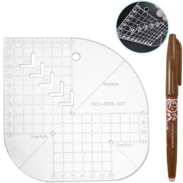 Imagem de Régua Gabarito Curvas Quadrado Caixa Leite Patchwork + Giz. - LAPIDARE