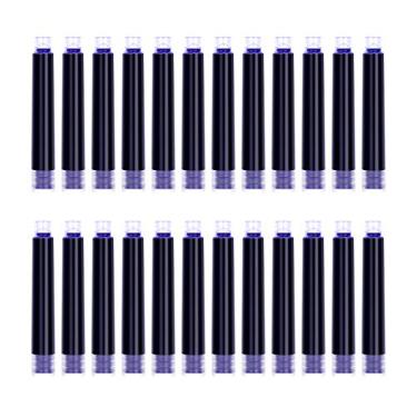 Imagem de BEILUNER Conjunto de Canetas-Tinteiro, Cartuchos de Tinta, Cor Azul, Pacote Econômico com 24 Cartuchos de Tinta de Recarga, Diâmetro Do Furo de 2,6 Mm - Combinação Elegante para Escrita Fina