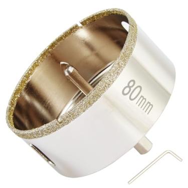 Imagem de DaduoRi Serra Copo Diamantada De 3 1/8" (80 Mm) Com Broca Piloto, Brocas Revestidas Com Ponta Diamantada De 3 1/8 Para Perfuração De Porcelanato, Granito, Cerâmica, Mármore, Vidro, Pedras, Profundi