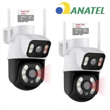 Imagem de Kit 2 Câmeras ip Wifi Full HD Dome 8MP 360 Rotação Externa Lente Dupla