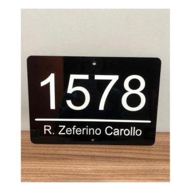 Imagem de Placa Residencial Em Acrilico - Número + Endereço 18x30 Cm. - NoBrand