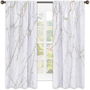 Imagem de Cortinas blecaute de mármore – Cortinas de quarto e sala de estar com isolamento térmico, economia de energia e redução de ruído, L 132 x C 182 cm