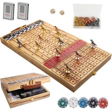 Imagem de Horse Race Board Game - Foldable Horse Racing Game with Cards and Dice，11 Luxury Metal Horses，Foldable Design Holds All Pieces,Portable Board Game for Family Nights & Parties