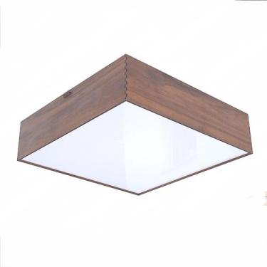 Imagem de Lustre plafon  quadrado 70cm 8 lâmpadas ambientes grandes madeira difu