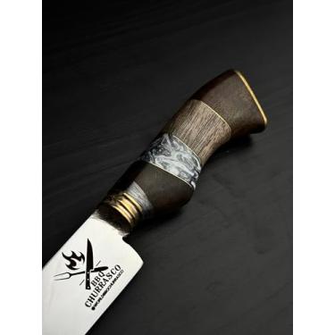 Imagem de Faca para Churrasco Premium, Ponta Fina, Lâmina em Aço Inox 2mm, Cabo em Madeira e Resina (3, 8")