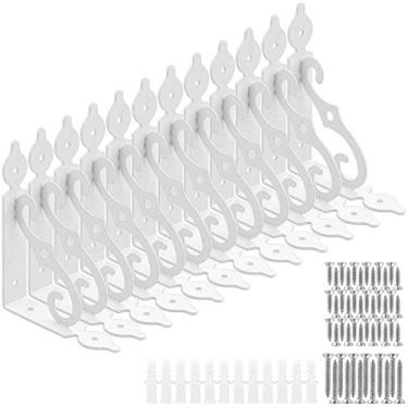 Imagem de Pacote com 12 suportes de prateleira Acrux7 para suporte de canto de ferro grosso, suporte para prateleiras de parede, suporte de prateleira em L decorativo para Home Office School, 7.5*5.5inch, White