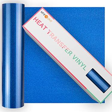 Imagem de HTVRONT Rolo De Vinil Htv Com Glitter Azul - 3,6 X 4,5 M Transferência Térmica Para Camisas, Passável A Ferro Em Todas As Máquinas Corte, Design Fácil Cortar