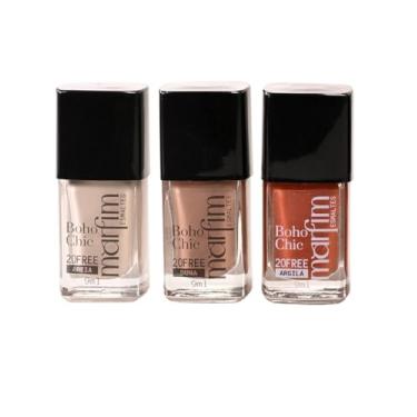 Imagem de Kit 3 Esmaltes Marfim | Pincel Anatômico, Hipoalergênico, Longa Duração, Secagem Rápida (Argila + Areia + Duna)