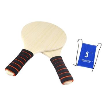 Imagem de kowaku Raquete de madeira para jogos de praia, 2 peças, com bolsa, multifuncional, com empunhadura de espuma macia, para crianças de 3 anos ou mais,
