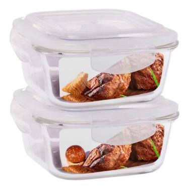 Imagem de Conjunto De 2 Lindos Potes De Vidro Hermético Para Mantimentos 520ml C