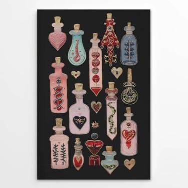 Imagem de Garrafa de Poção de Bruxa Mística Arte de Parede Gótica Magical Dark Academia Alchemy Fantasy Poster Coração Oculto Serpente Magia Impressão Alternativa para Decoração de Quarto Witchcore ou Boho 30 x