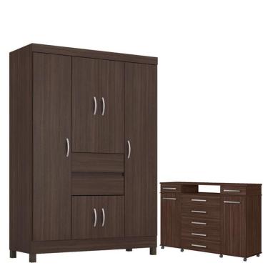 Imagem de Guarda Roupa Casal Ecom 2 Com Cômoda London Café - Demóbile