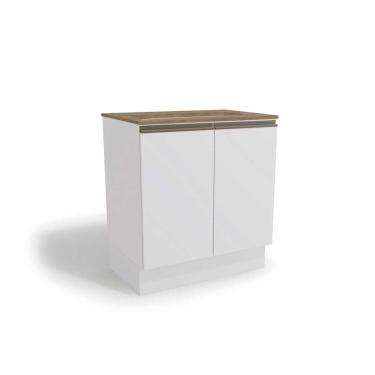 Imagem de Módulo Cozinha Kappesberg Maxxi Balcão G744 p/Cooktop 2 Portas c/Tampo 80cm Branco/Nogal-Kappesberg