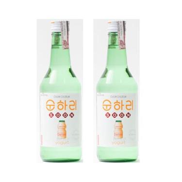 Imagem de Kit Soju Coreano Lotte Sabor Yogurt, 2 Garrafas, 360ml, Chum Churum