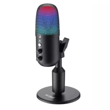 Imagem de Microfone gamer de mesa rise mode elite 04, rgb, p3, usb-c, preto - rm