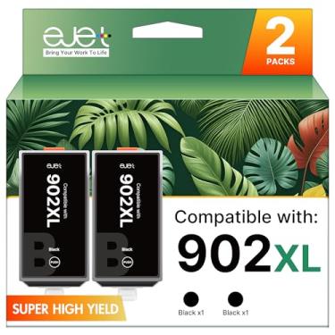 Imagem de ejet Cartucho de tinta 902XL 902 XL compatível com cartucho de tinta HP 902XL 902 XL para usar com OfficeJet Pro 6968 6978 6958 6962 6954 6960 6970 6979 6950 Bandeja de impressora (2 preto)