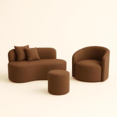 Imagem de Conjunto 01 Poltrona + Sofá e 1 Puff Curvo Orgânico Nature Gaia Sued M