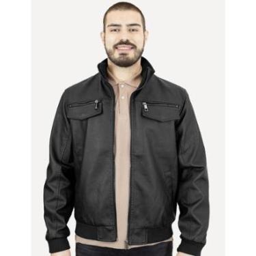 Imagem de Jaqueta Ellus Masculina Vegan Leather Bomber Zip Preta-Masculino