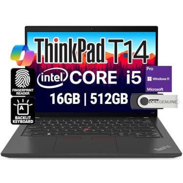 Imagem de Lenovo ThinkPad T14 Gen 4 Touch Display 35.6 cm FHD+ Business Laptop, Intel 10 Core i5-1335U (Beats i7-1270P), 16GB DDR5, 512GB NVMe, WiFi 6E, BT, Backlit KB, FP, Webcam HD, Win 11 Pro, 3 anos