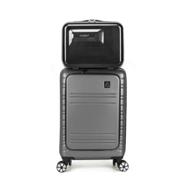 Imagem de Mala de Viagem de Bordo 10kg Porta Notebook, Cadeado TSA, em Policarbonato - Polo King Cannes (Grafite, Kit Bordo Frasqueira)
