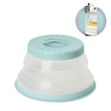 Imagem de Tovolo Capa para placa de micro-ondas pequena em azul embaçado dobrável de silicone ventilado para micro-ondas, pode ser lavada na lava-louças, capa de prato de 20 cm, sem BPA, protetor de alimentos