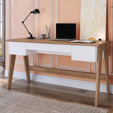 Imagem de Escrivaninha Pés Palito Retrô 1,50m com 3 gavetas Style Móvel na Caixa