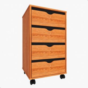 Imagem de Gaveteiro MDF para Escritório 4 Gavetas Movlar - Mod.0701, Nature/Pret