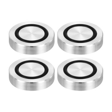 Imagem de uxcell Rosca M8 35 mm / 1,4" diâmetro 8 mm espessura disco adaptador superior 4 peças redondo sólido mesa pés almofada placa hardware com anel de borracha antiderrapante