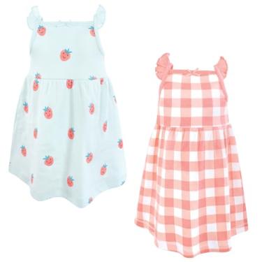 Imagem de Luvable Friends Hudson Baby, vestidos sem mangas, pacote com 2, Xadrez Berry, 4 Anos