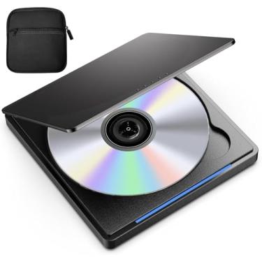 Imagem de Unidade externa de CD/DVD para laptop, gravador de CD, leitor portátil, gravador de disco óptico, leitor de DVD para laptop +/-RW USB 3.0 com estojo de transporte, unidade externa de dvd para PC