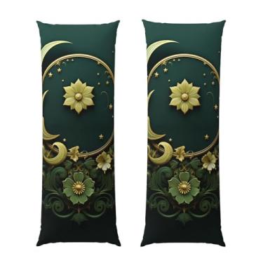 Imagem de Capa de travesseiro corporal com zíper oculto, fronha longa de microfibra macia e respirável para travesseiro corporal, Ramadã em papel de parede verde, capas de travesseiro para cama de presente de