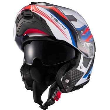 Imagem de Capacete Texx Escam Kratos Nomade Branco Azul Vermelho Brilho 56