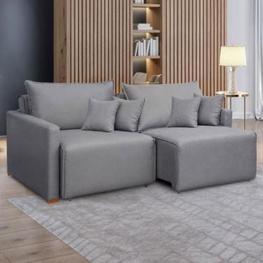 Imagem de Sofá Cama 3 Lugares Júlia Retrátil e Reclinável Linho/Cinza - Celflex,