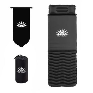 Imagem de Colchão Inflável Portátil para Camping - Solteiro com Travesseiro e Bolsa de Transporte 190x65cm (Preto)